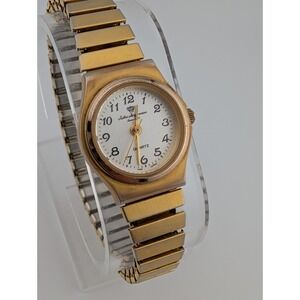 Vintage Jules Jurgensen Watch Women 24mm Gold Tone Stretch Band- New Battery